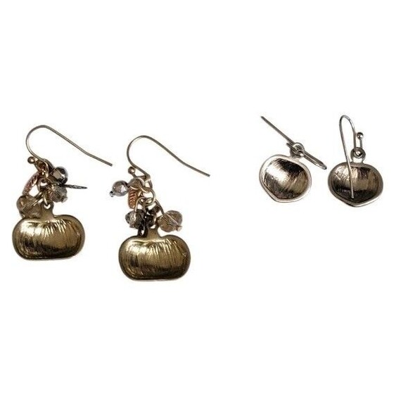 Lot 2 Sets Fall Autumn Pumpkin Pumpkins Charms Pierced Dangle Earrings Halloween - Picture 4 of 6